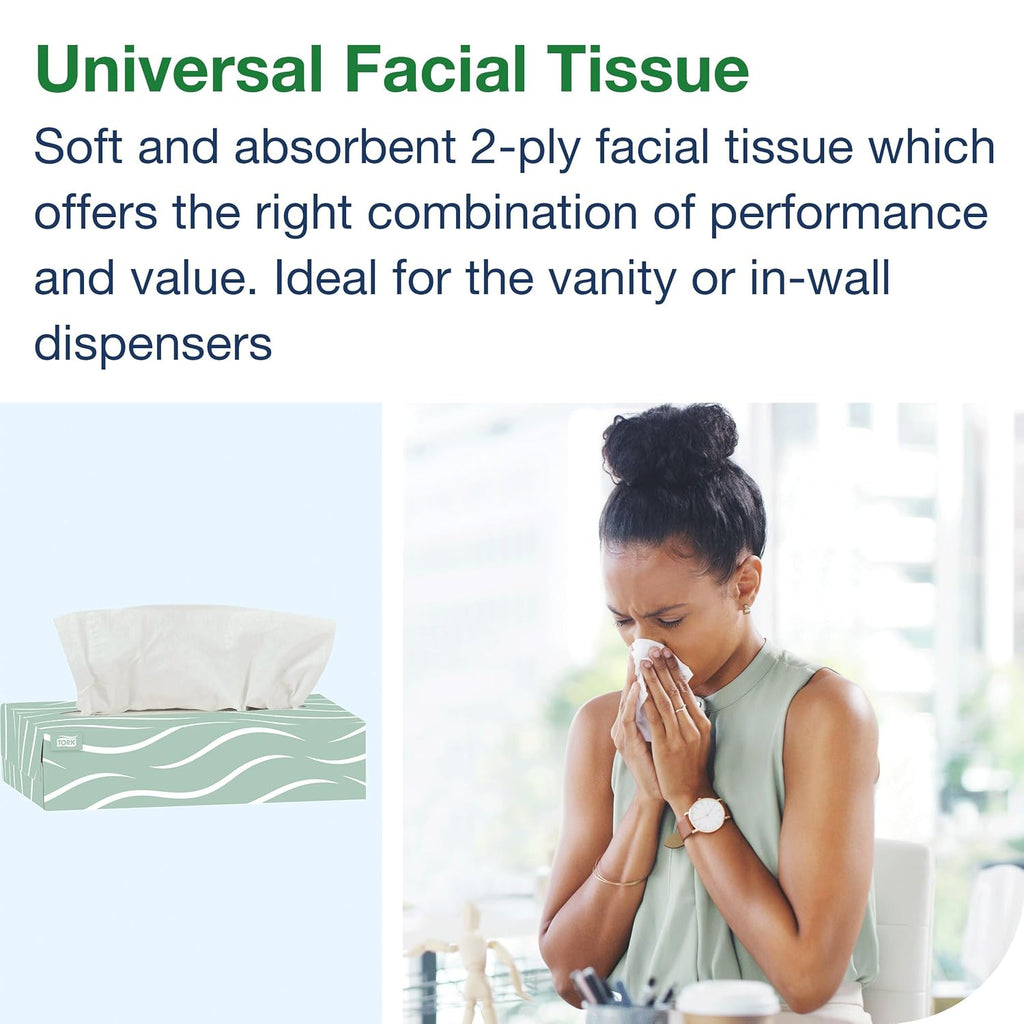 Universal Facial Tissue Flat Box White, 2-ply, 30 x 100, TF6710A