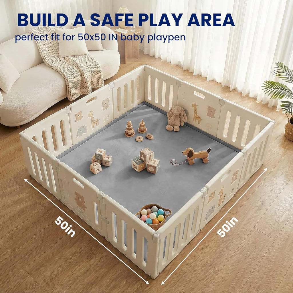 Ultra Soft Baby Play Mat for Floor,1.3" Thick Elasti-Foam 50x50 Playpen Mat for Toddlers Infant kids,Non-Slip Backing