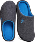 Men's Two-Tone House Slippers Memory Foam Indoor Rubber Sole | Memory Foam,Slip on,Two-Tone,Supportive,Comfy,Non-slip