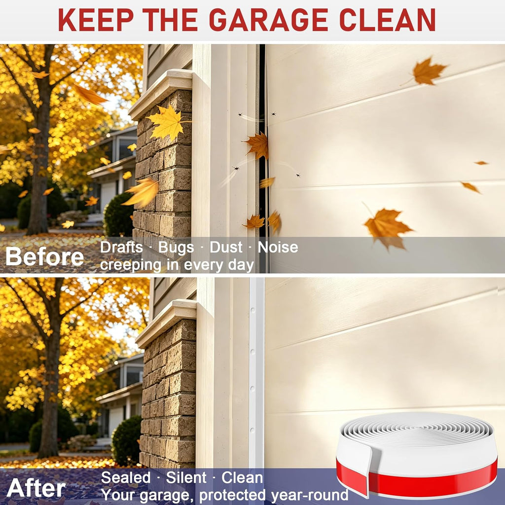 Garage Door Seal Top and Sides - 36 Ft Garage Door Weather Stripping Side Seal, Heavy Duty Weatherproof TPE