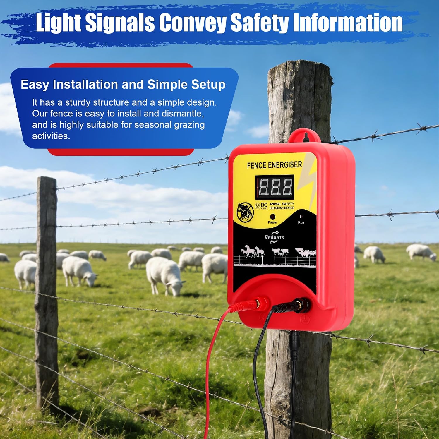 Electric Fence Charger for Livestock, Electric Fence Charger, Fence Energizer 12KV Effectively Repel Predators, Fence