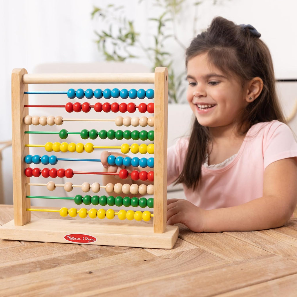 Melissa & Doug Abacus Classic Wooden Toy with 100 Beads - Preschool Learning Activities and Math Games for Kids
