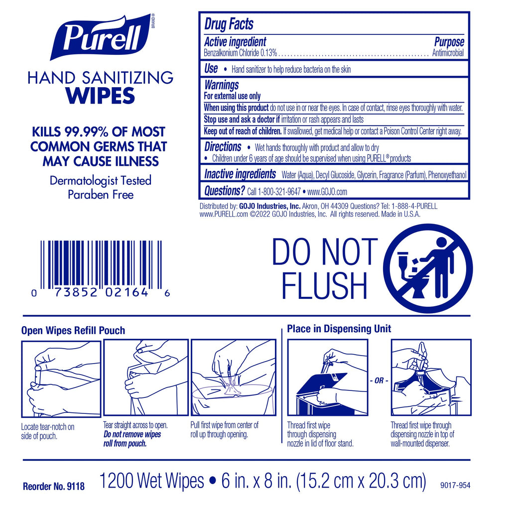 Hand Sanitizing Wipes Dispenser Refill, 2pk x 1200ct - 9118-02