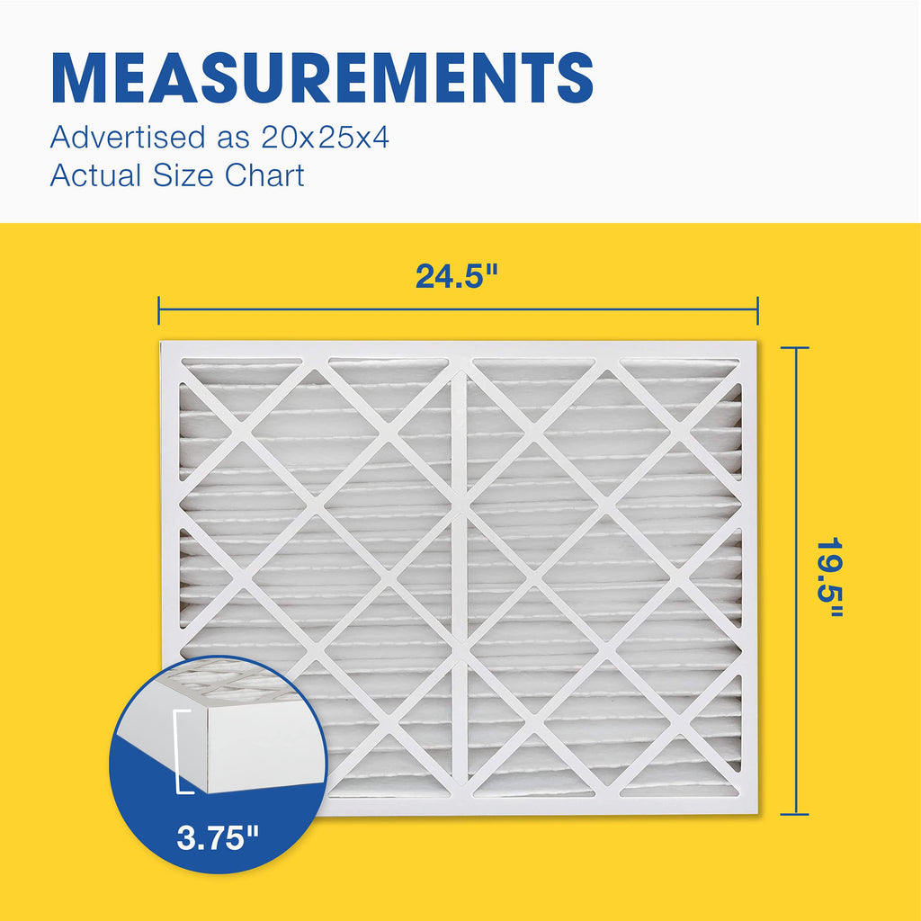 Air Filter 20x25x4 MERV 8 AC Filter, HVAC, Furnace Filter, 6 Pack
