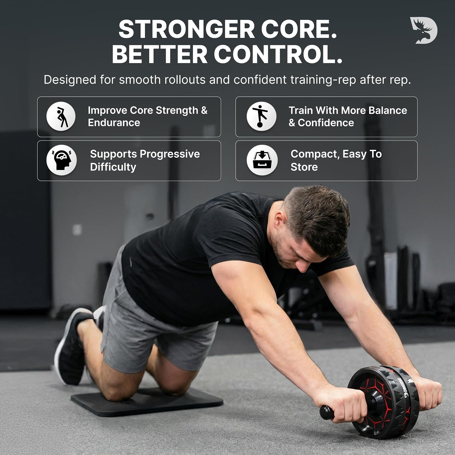 Ab Roller Wheel with Elbow Support & 2 Knee Pads - Abdominal Exercise Trainer for Core Strength Training - Ultimate