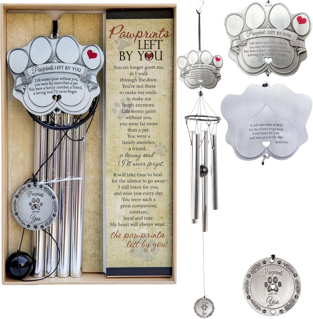 Metal Remembrance Wind Chime - 19 in | Dog & Cat Memorial Gifts for Loss of Pet | Pet Memorial Wind Chime - Includes