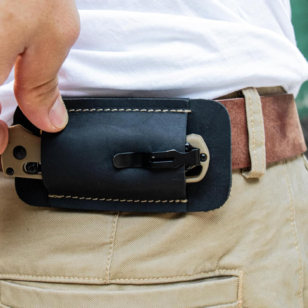 Knife Sheath, Handmade Knife Holster, Horizontal Carry Leather Sheath for Belt, EDC Pocket Organizer for Men,Size