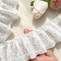 10 Yards White Vintage Double-Layer Lace Trim Ruffle Ribbon