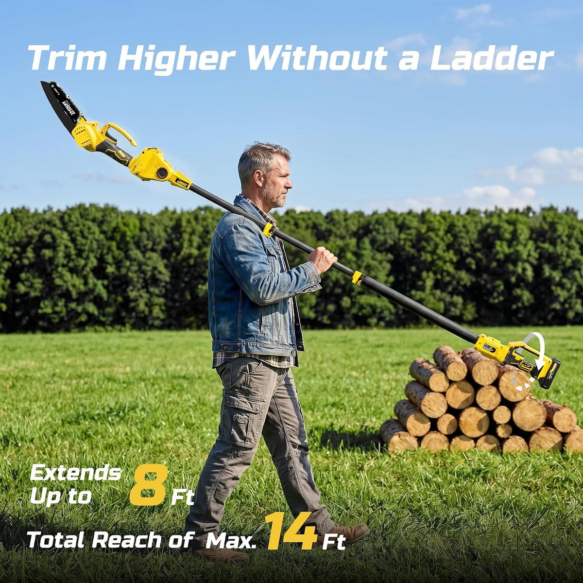 6-Inch Cordless Pole Saw & Mini Chainsaw Ultra Lightweight | Electric Pole Saws for Tree Trimming, 21V 2.0Ah Battery