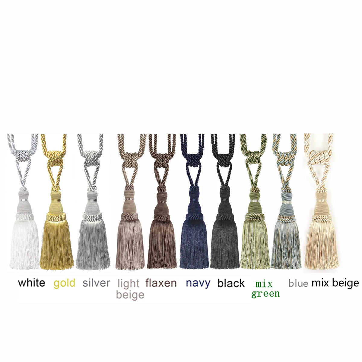 2 Pack Curtain Tiebacks Tassel Drapery Tie-Backs Rope Holdbacks