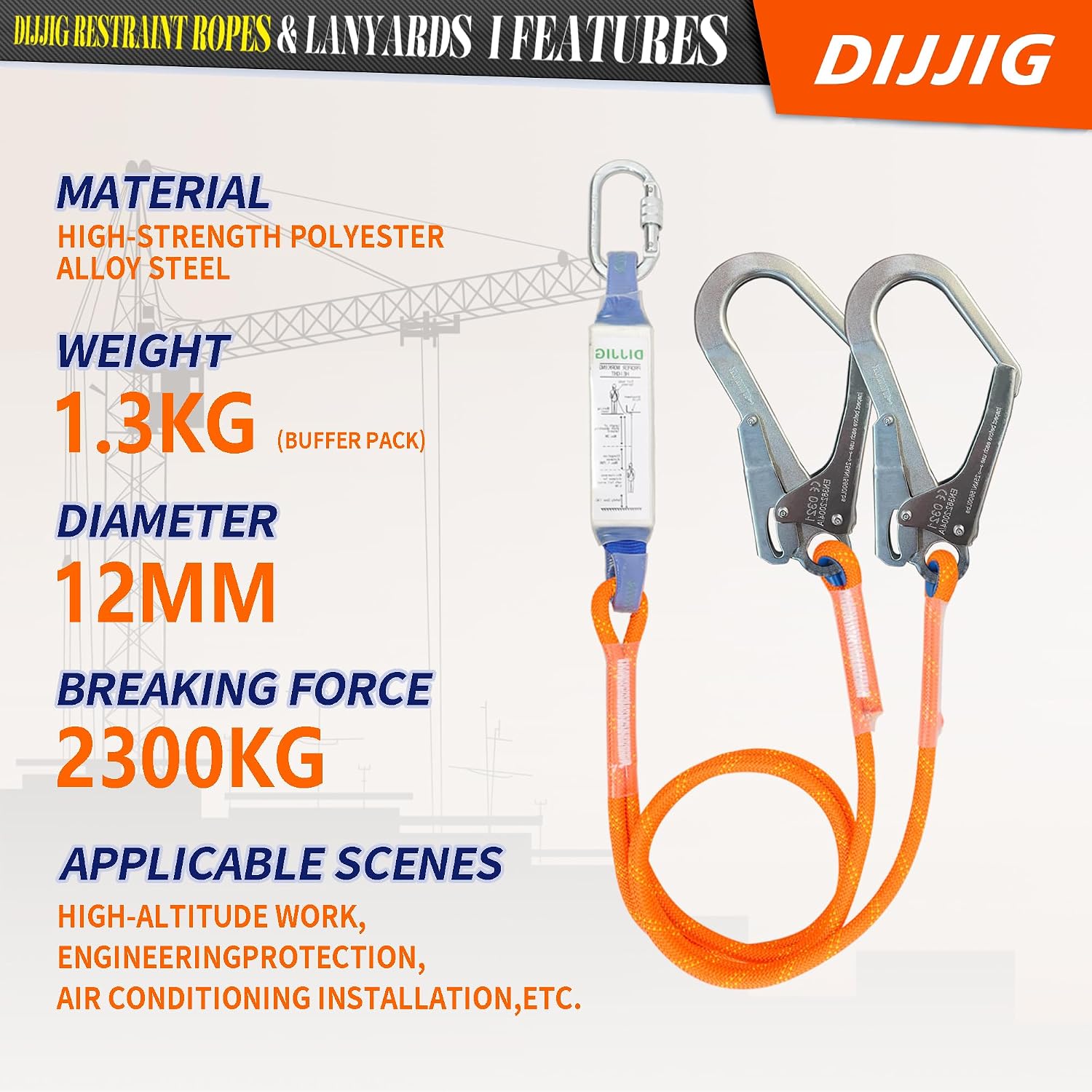 Safety Harness Fall Protection Kit with Shock Absorbing Lanyard