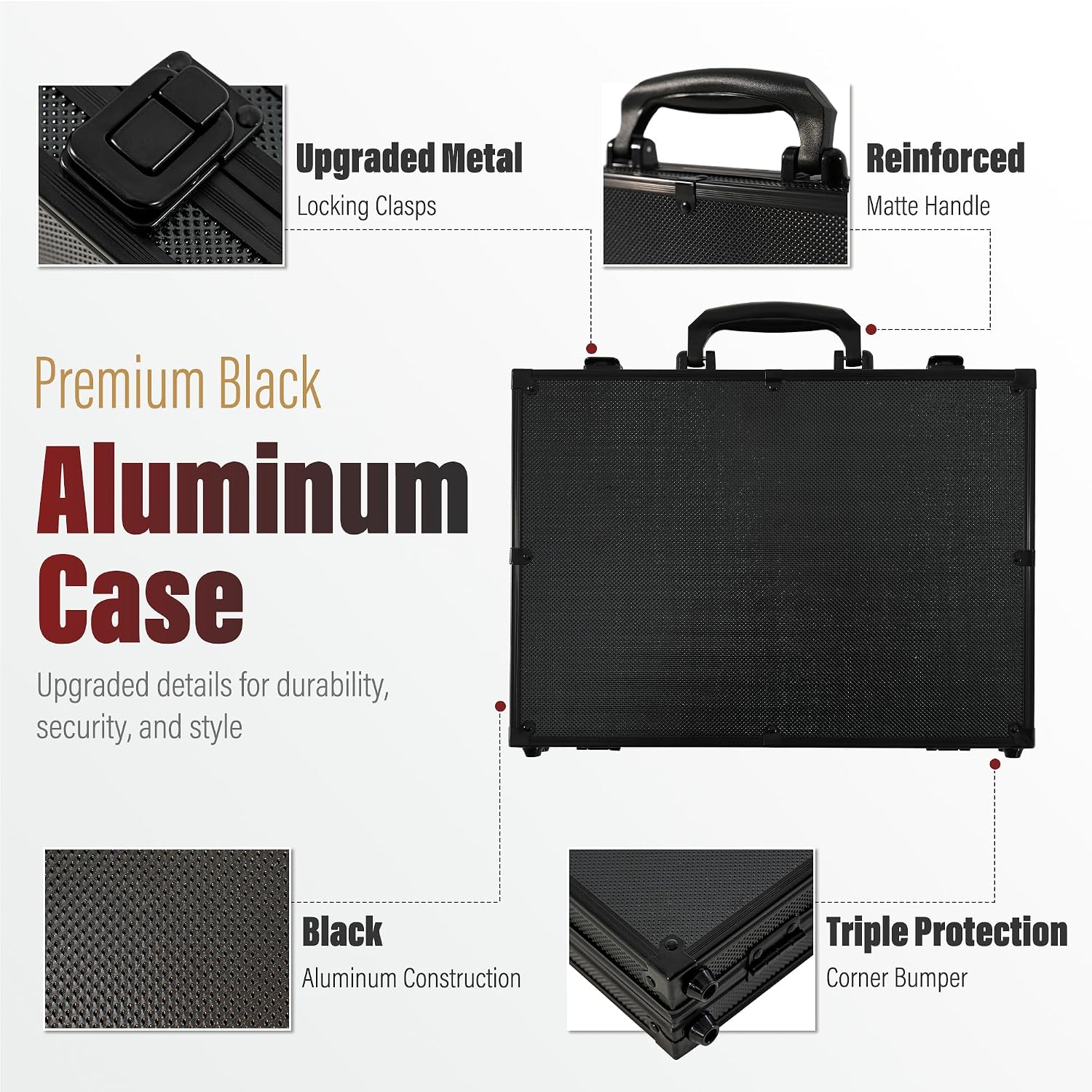 Poker Chips,Gold Dark Poker Set with Black Aluminum Case,Modern Design 11.5 Gram Poker Chip Set for Texas Hold'em