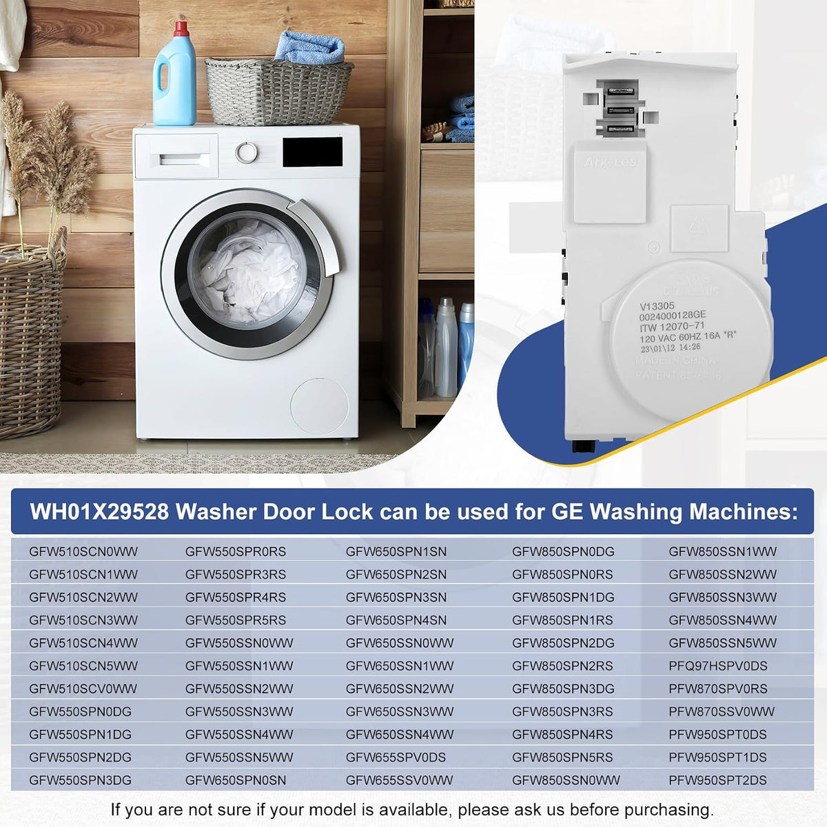 Upgrade WH01X29528 Washer Door Lock (OEM)