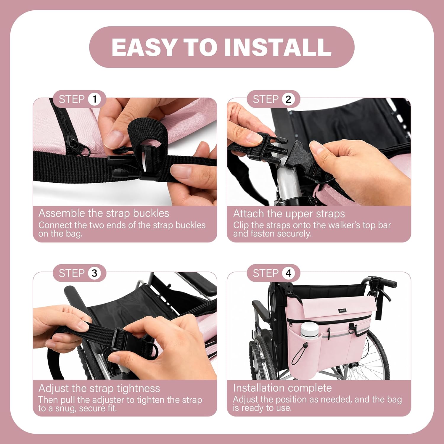 Wheelchair Bag - Wheelchair Backpack Waterproof, Scratch-Resistant, Double-Stitched, Wheelchair Accessories with