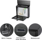 Mail Boxes with Key Lock,Locking Mailbox Wall Mounted,Security Mailbox with Lock and Key,Large Capacity,Steel Cover