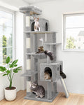 Heavy Duty Cat Tree, 70 inch Sturdy Cat Tree for Indoor Cats Extra Large Cat Tower with Scratching Post, Hammock, Cat