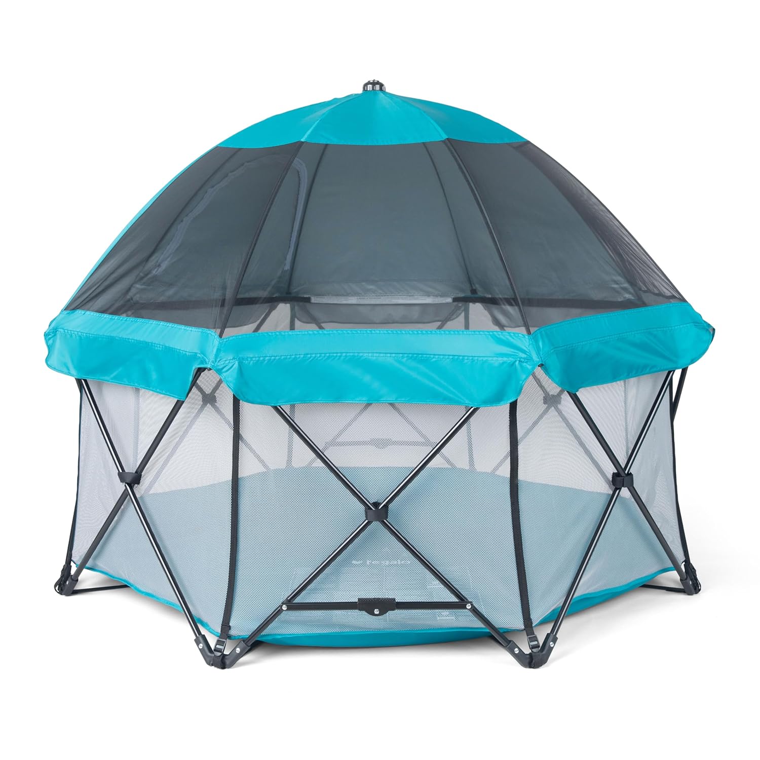 Safety My Play Deluxe Extra Large Baby Playpen & Portable Play Yard with Canopy, Foldable 8-Panel Indoor Outdoor