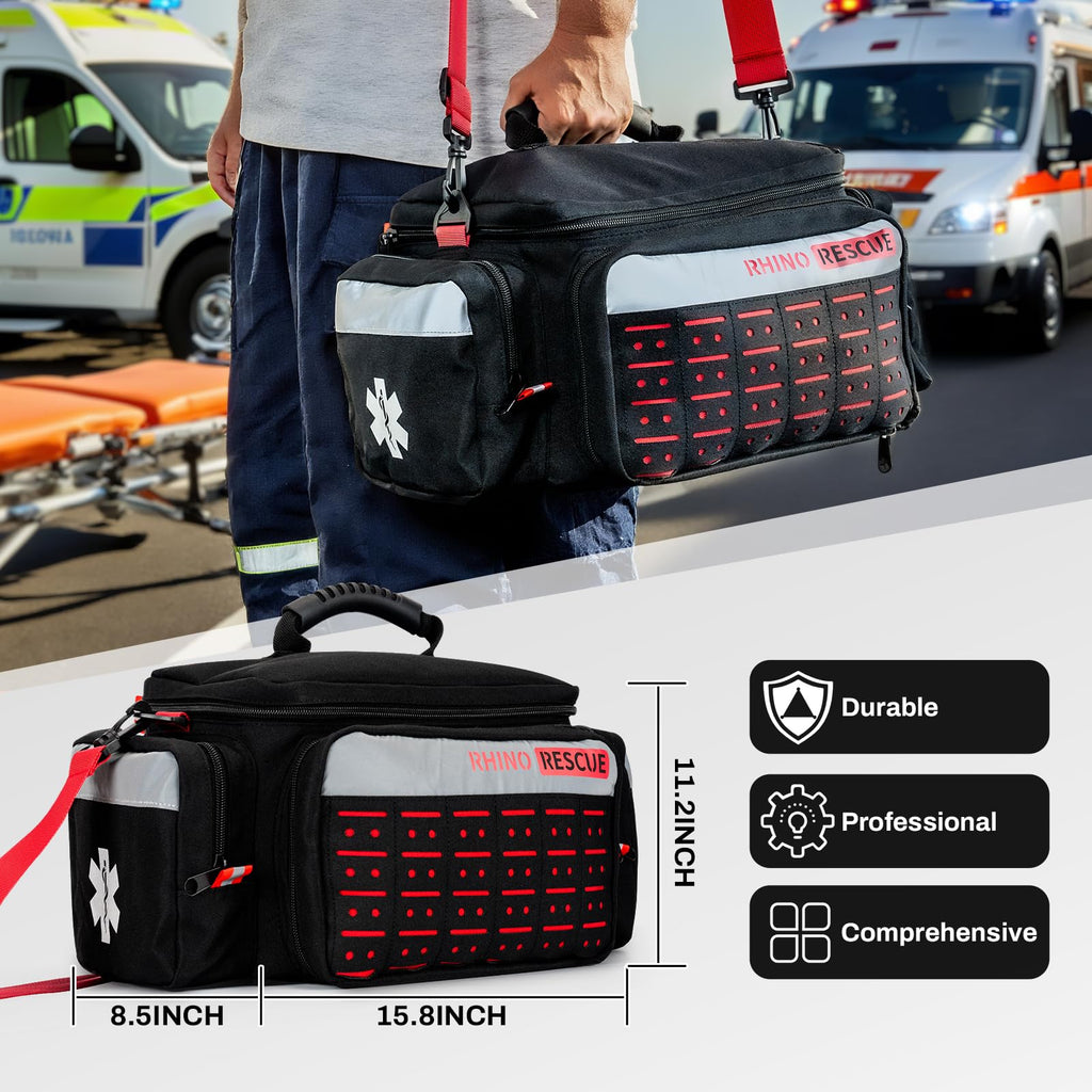 First Responder First Aid Kit Fully-Stocked EMT Bag(Black,20L)