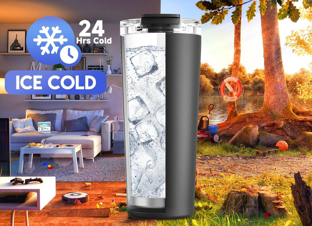 24 oz Insulated Travel Coffee Mug: Leak Proof Lid, Night | Stainless Steel Coffee Tumbler, Keeps Hot for 8 Hours or