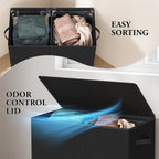 Double Laundry Hamper with Lid & Removable Bags, Black