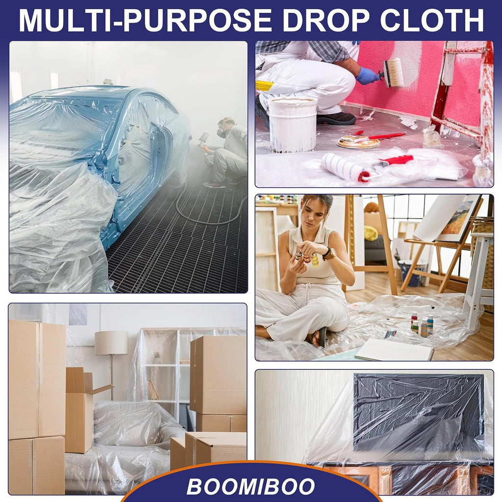 Plastic Drop Cloths 12 x 9 ft 10 Pack Plastic Sheeting