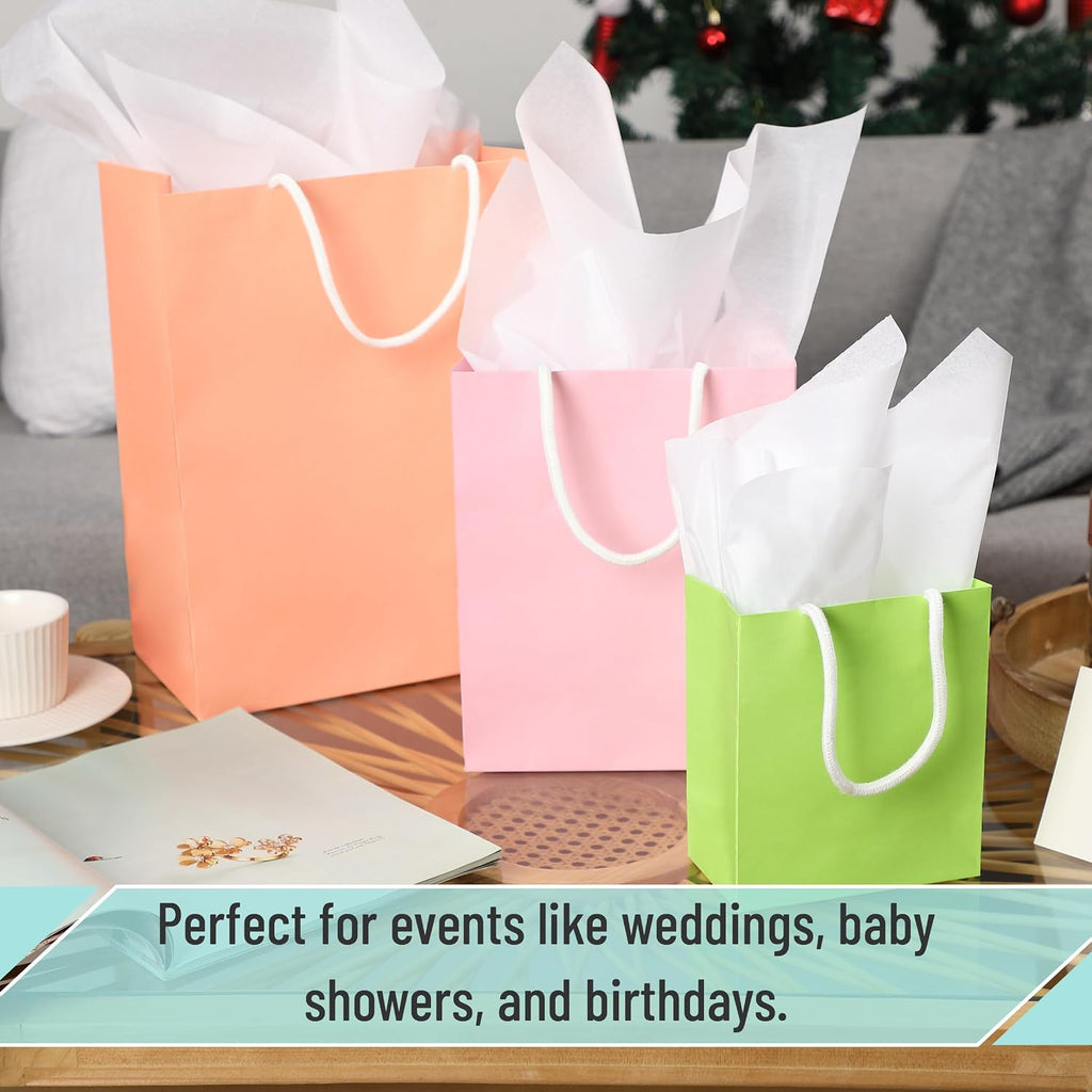 Paper Gift Bags with Handles, Assorted Sizes, 8 Pack