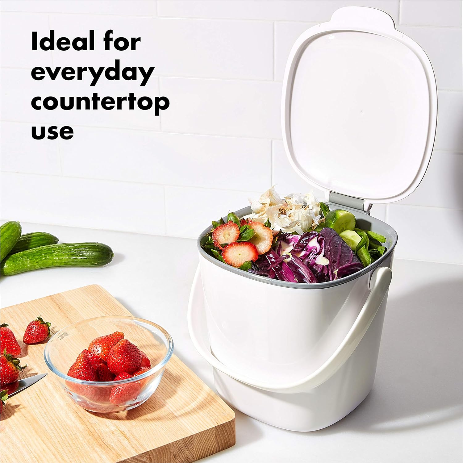 Good Grips Easy-Clean Compost Bin, White - 0.75 GAL