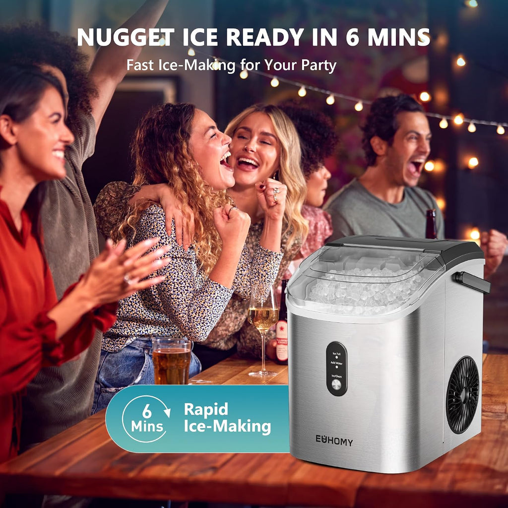 Nugget Ice Maker Countertop with Handle, 34lbs/24H Sonic Ice Maker