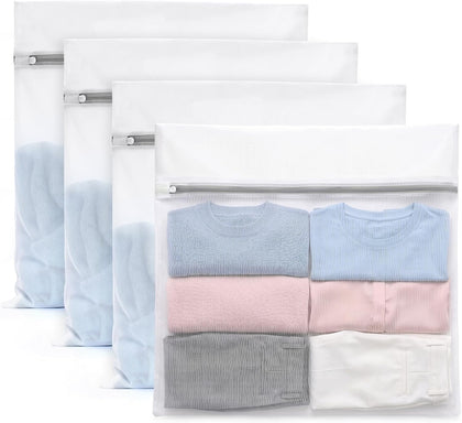 4Pcs Durable Fine Mesh Laundry Bags for Delicates 24 x 24 Inches | (4 XX-Large)