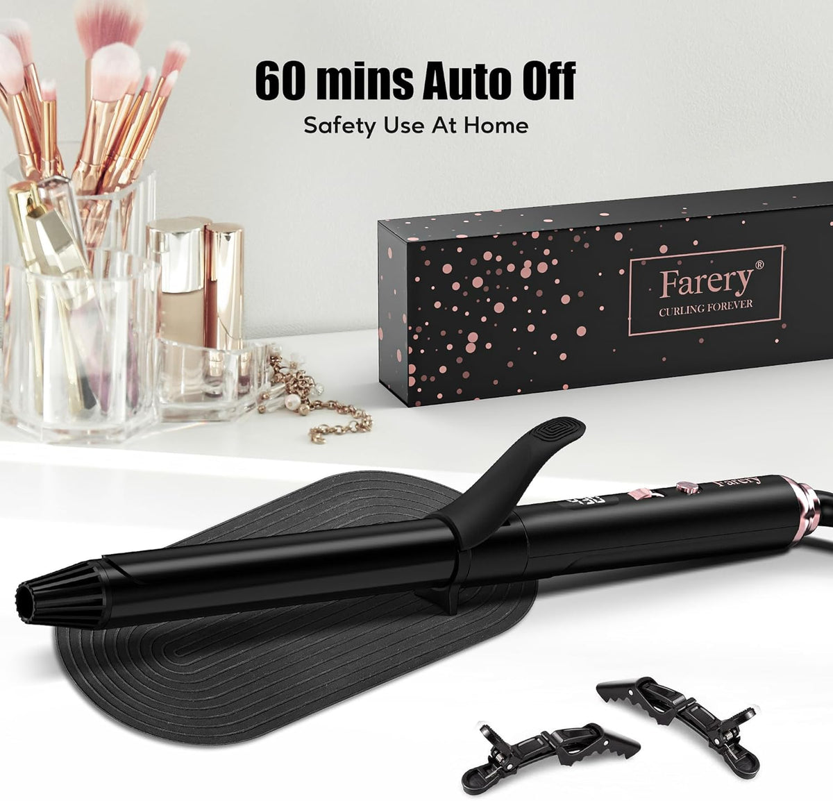 Long Barrel Curling Iron 1 Inch, Ceramic Curling Iron for Thin Hair, Infused Argan Oil & Keratin, Long Lasting