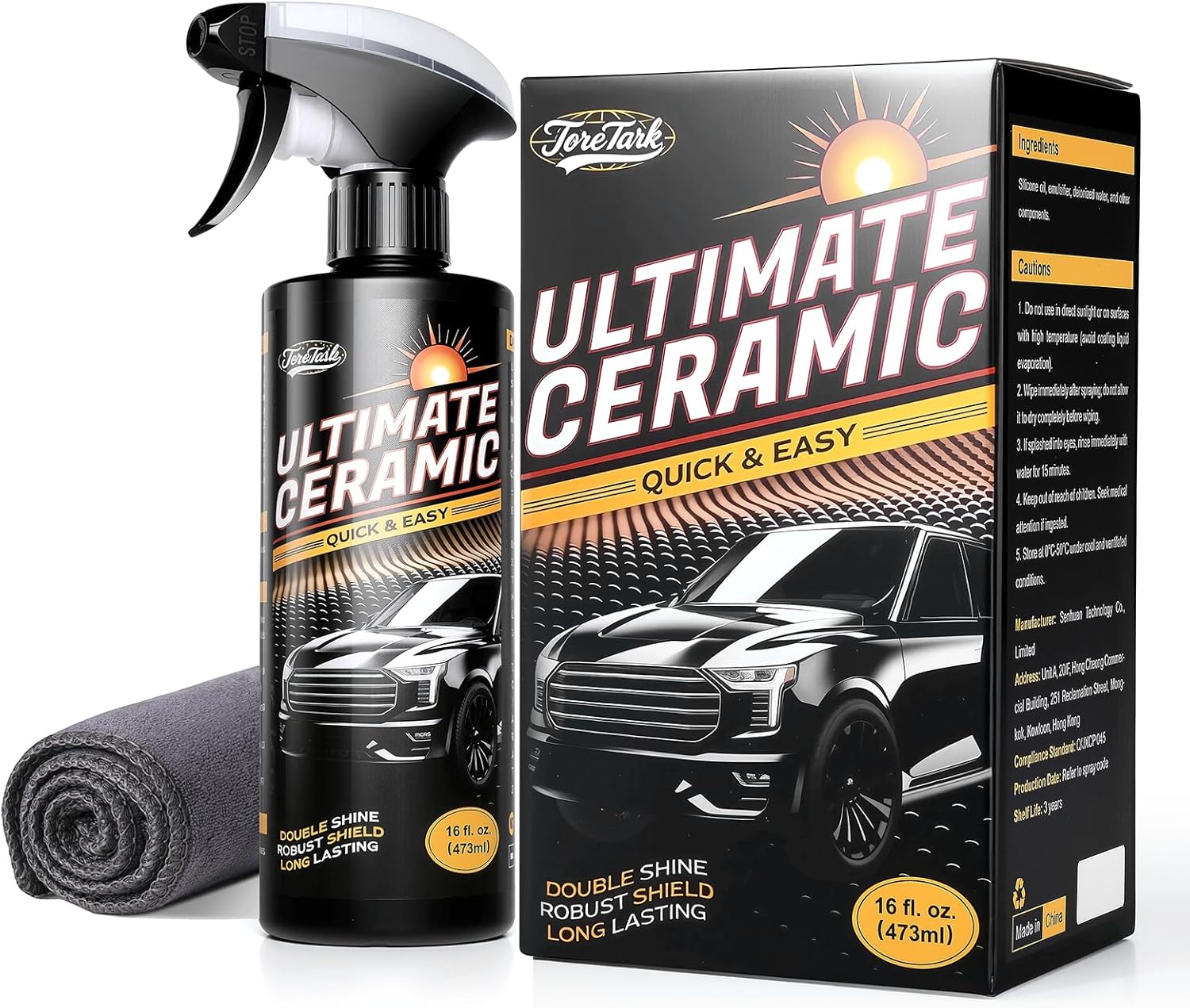 Real Ceramic Coating for Cars Polish (16 Fl Oz), Unmatched Shine Car Wax Coating Spray, No Pungent Smell, Quick