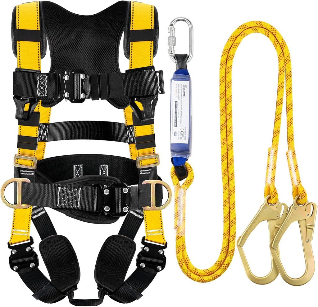 TRSMIMA Safety Harness Fall Protection - Harness Kit for Men Construction | Fall Arrest Roofing Harness Kit Men Full