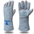 Welding Gloves Heat Fire Resistant Leather Fireproof 14 In L Grey