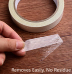 Removable Clear Double Sided Sticky Tape - No Residue, 0.7 Inches x 13 Yards (3 Rolls)