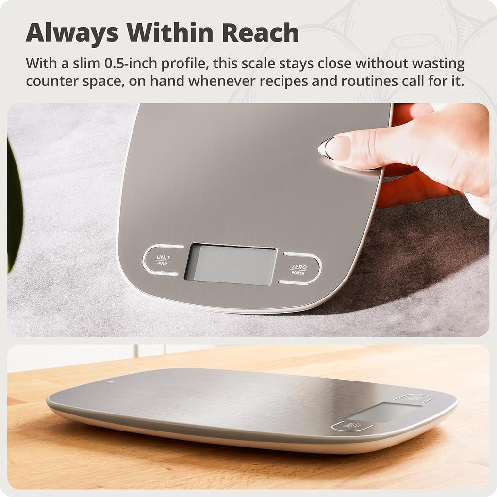Food Scale, Slim & Compact, 1g Precision (Stainless Steel)
