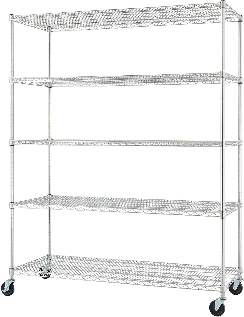 Basics 5-Tier NSF Heavy-Duty Wire Shelving Rack w Wheels, 60x24x72