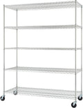 Basics 5-Tier NSF Heavy-Duty Wire Shelving Rack w Wheels, 60x24x72