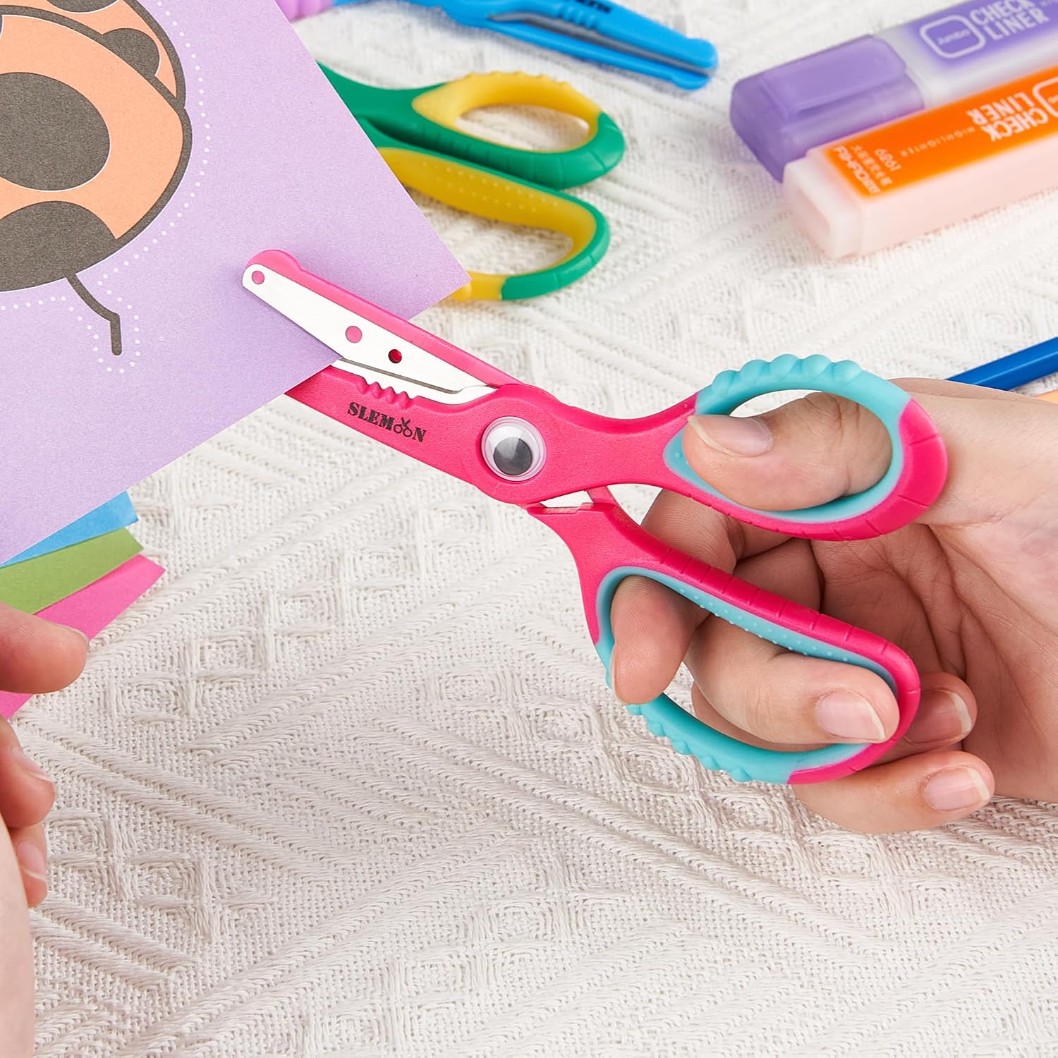 Kids Scissors 5.5 Inch,Blunt Tip Toddler Safety Scissors,3 Pack