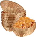 15 Pack Wicker Bread Basket, Handwoven Oval Plastic Basket, Woven Tabletop Fruit Vegetables Food Serving Basket for