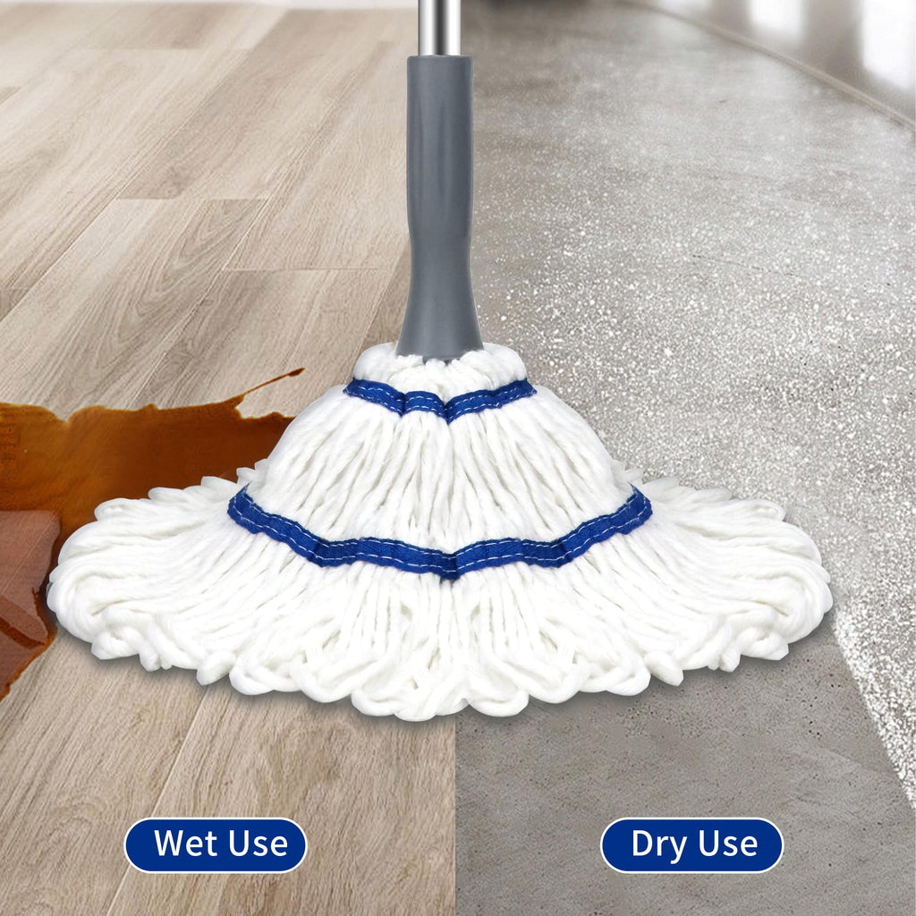 Self-Wringing Twist Cotton Mop with 2 Reusable Heads