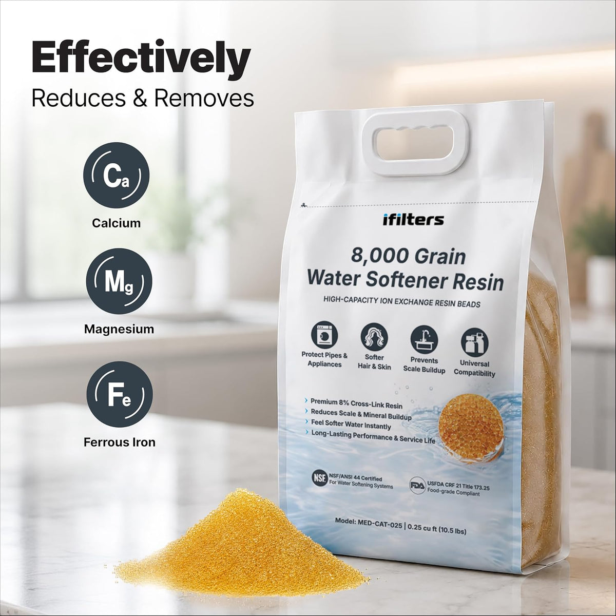 Water Softener Resin Media Replacement - 1/2 Cubic Foot (CuFt) | 100% Ion Exchange High Quality Premium Cation |