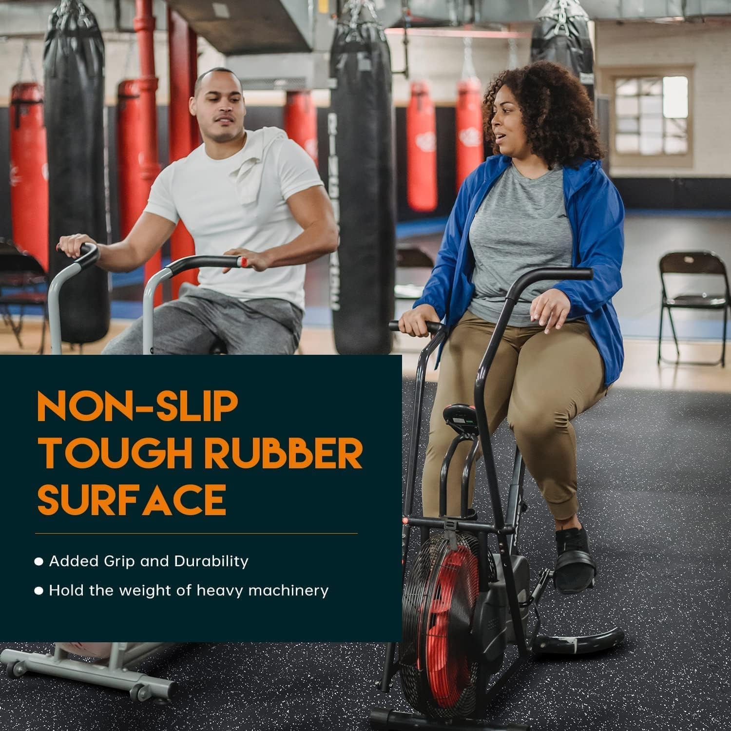 1/2" Thick 48 Sq Ft Rubber Top Gym Flooring, 12 Pcs High Density EVA Foam Exercise Equipment Mats - Interlocking