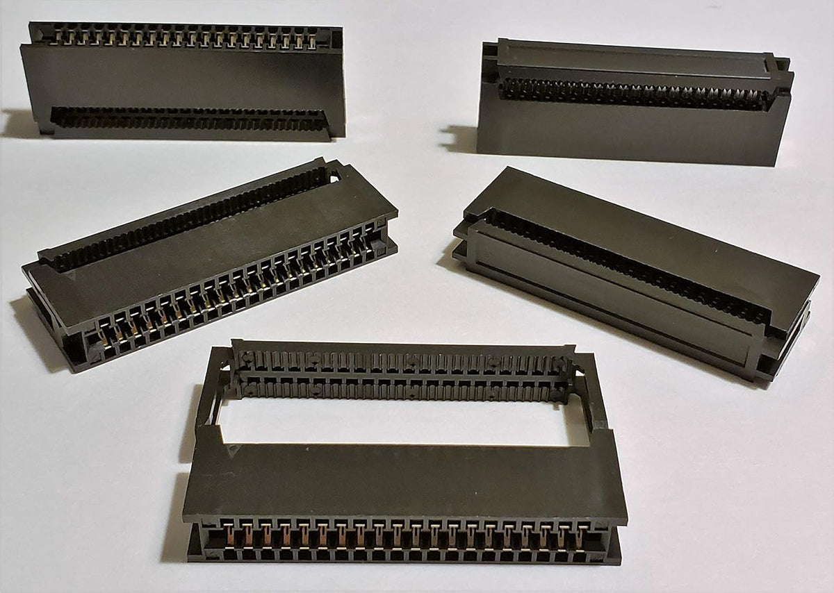 5-Pack 40P 2x20 2.54mm Spacing IDC Card Edge Connector, 40 Pins CE for 1.27mm Pitch Ribbon Cable