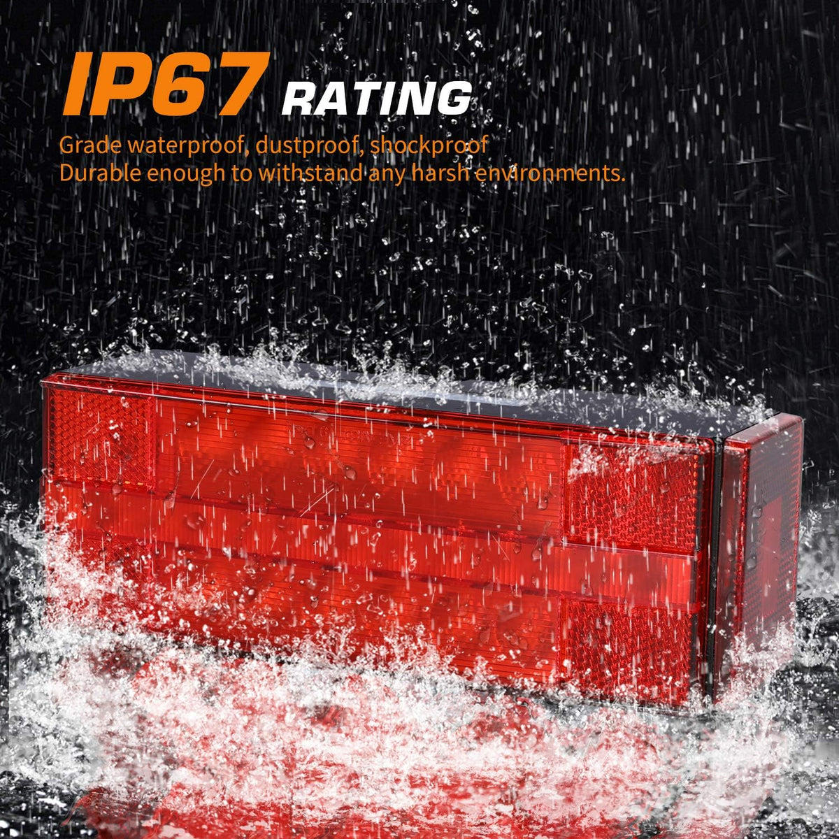 12V LED Submersible Low Profile Rectangular Trailer Light Kit
