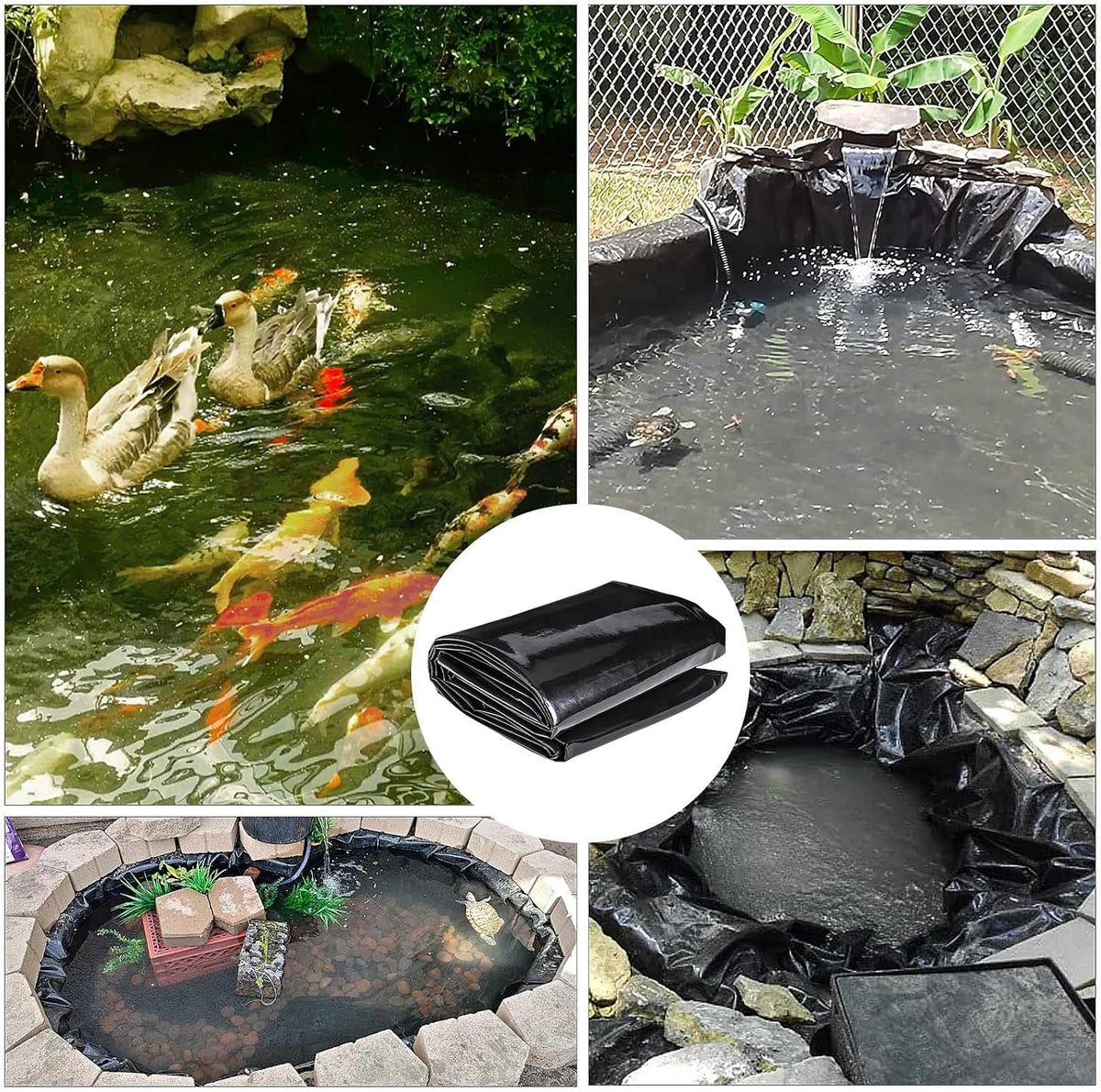 Pond Liner 10 x 13 Ft, 20 Mil HDPE UV Resistant Preformed Pond Liner Easy Cutting, Underlayment for Fountain