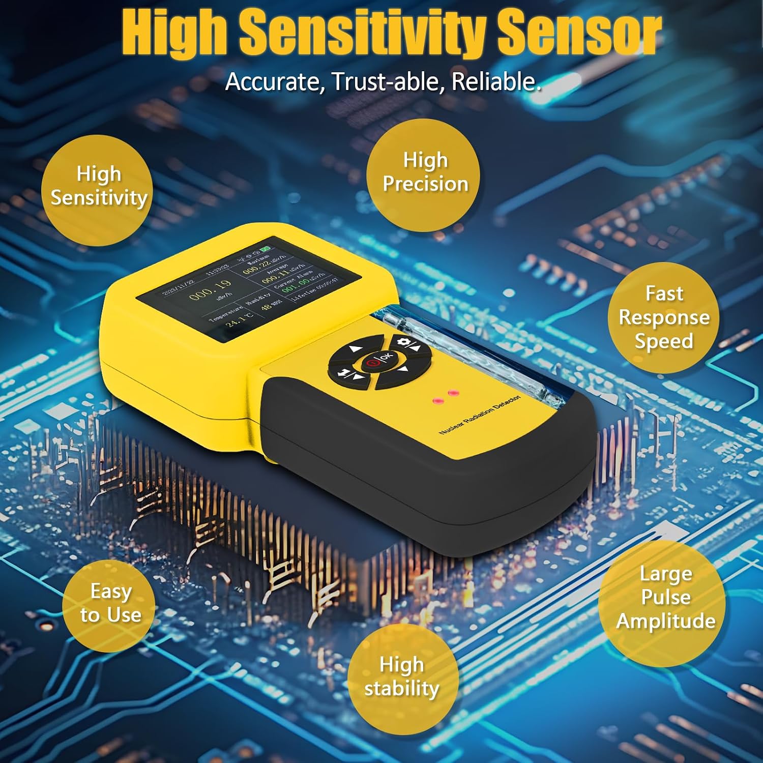 HOLDPEAK Geiger Counter, Rechargeable Nuclear Radiation Detector with LCD Display, Beta, Gamma & X-ray Detection, 5