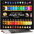 Acrylic Paint Set Canvas Art Paints 24 Colors Perfect Paint Finish (0.41oz,12 ml) With 3 Brushes - Painting Canvas