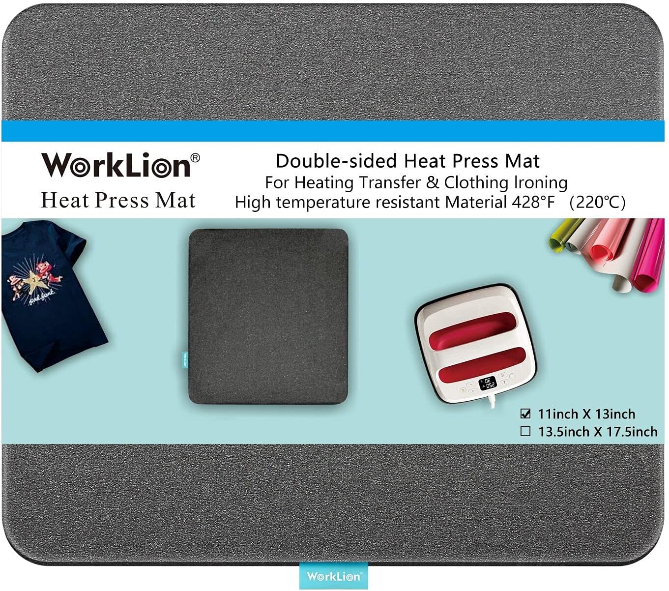 Heat Press Mat 11"x13": Double-Sided Heat-Resistant Materials Protective Resistant Mat Compatible with Cricut