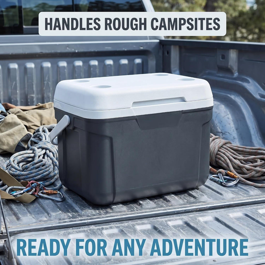 Large 30 Quart Hard-Sided Cooler, 42-Can Capacity, Rugged Outdoor Ice Chest for Camping, Fishing, Tailgating, Beach