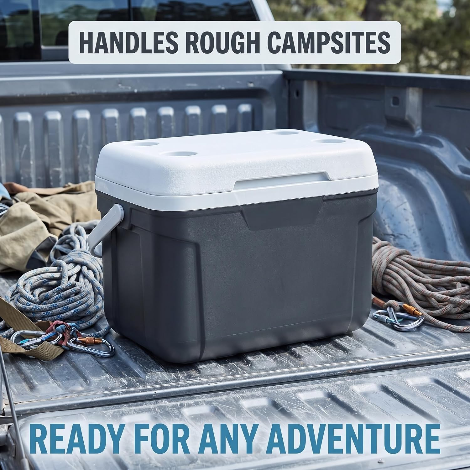 Large 30 Quart Hard-Sided Cooler, 42-Can Capacity, Rugged Outdoor Ice Chest for Camping, Fishing, Tailgating, Beach